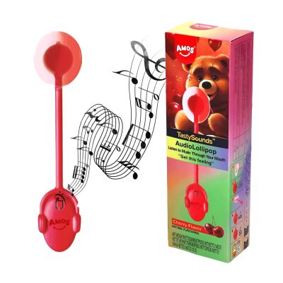 Amos Tastysounds Lollipop - Der Lollipop mit Musik - Get This Feeling(Kirsche) - 12er Display **NEUER TIKTOK TREND**